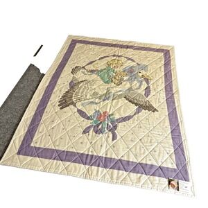 Handmade Baby Quilt Crib Blanket White Purple Mother‎ Goose